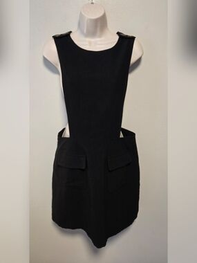 Stellar Works Black Cutout Pocket Pinafore Mini Dress